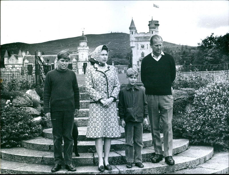 Queen Elizabeth II and Prince Philip with Prince Andrew and Prince Edward - Vintage Photograph