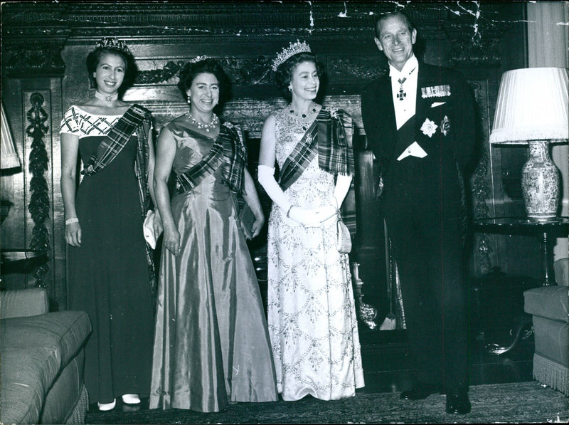 Queen Elizabeth II and Prince Philip with Princess Margaret and Princess Anne - Vintage Photograph