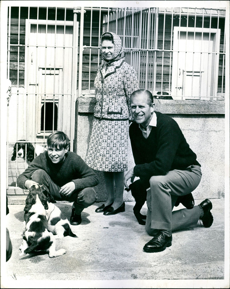 Queen Elizabeth II and Prince Philip, Duke of Edinburgh with Prince Andrew - Vintage Photograph