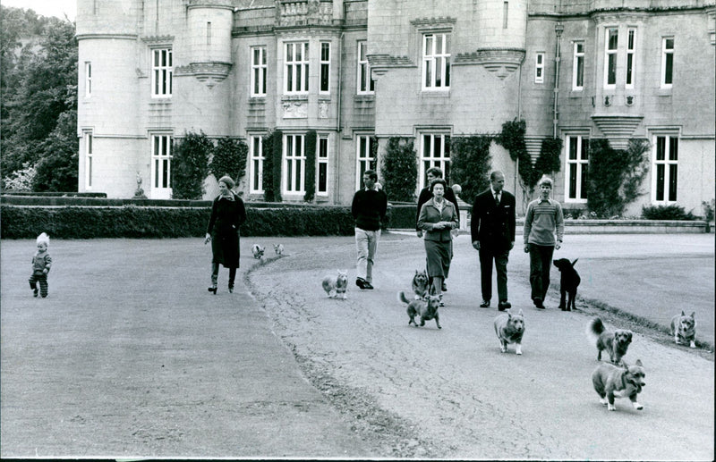 Queen Elizabeth II and Prince Philip, Duke of Edinburgh with their children and grandchildren - Vintage Photograph