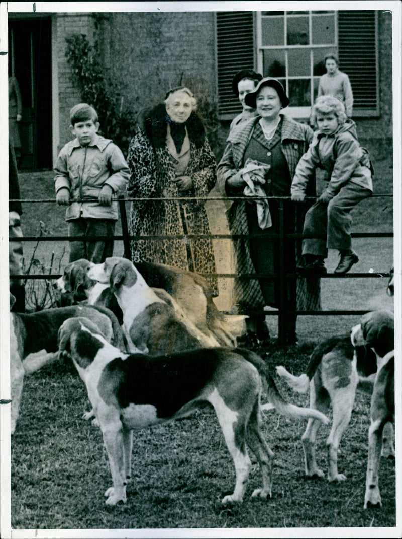 Queen Elizabeth The Queen Mother with Prince Charles and Princess Anne - Vintage Photograph