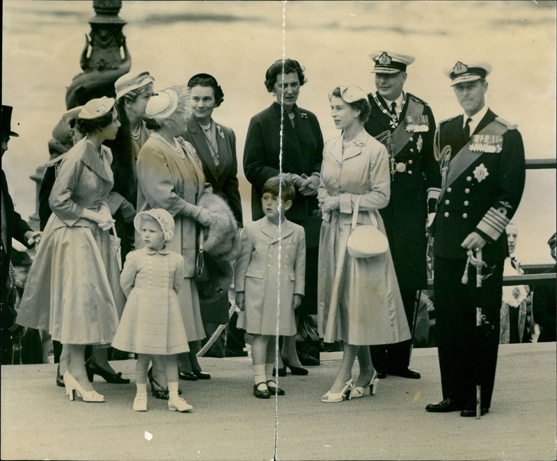 Princess Margaret, Princess Anne, Queen Elizabeth the Queen Mother, Duchess of Gloucester, Prince Charles, Duke of Gloucester, the Duke of Edinburgh - Vintage Photograph