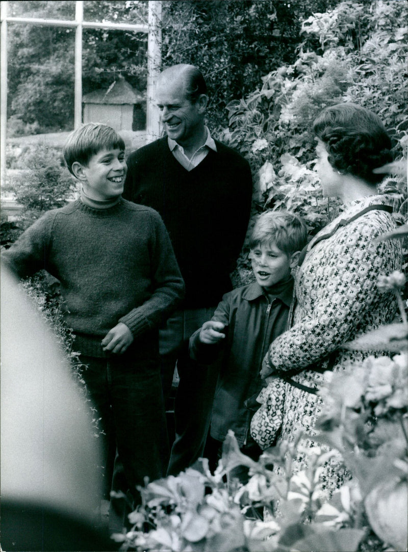 Queen Elizabeth II and Prince Philip, Duke of Edinburgh with Prince Andrew and Prince Edward - Vintage Photograph