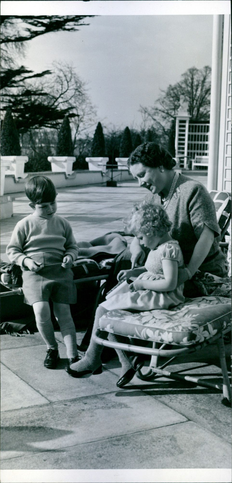 Queen Elizabeth The Queen Mother, Prince Charles and princess Anne - Vintage Photograph