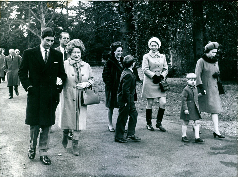 Queen Elizabeth The Queen Mother, Prince Charles, Queen Elizabeth II, Prince Edward, Princess Anne, Prince Andrew, Princess Margaret and Prince Philip, Duke of Edinburgh - Vintage Photograph