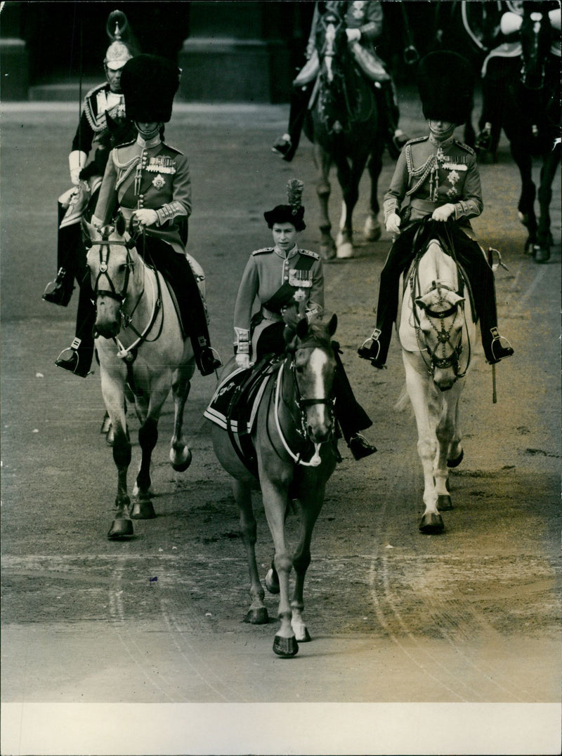 Queen Elizabeth II of England, Duke of Edinburgh and Duke of Gloucester. - Vintage Photograph