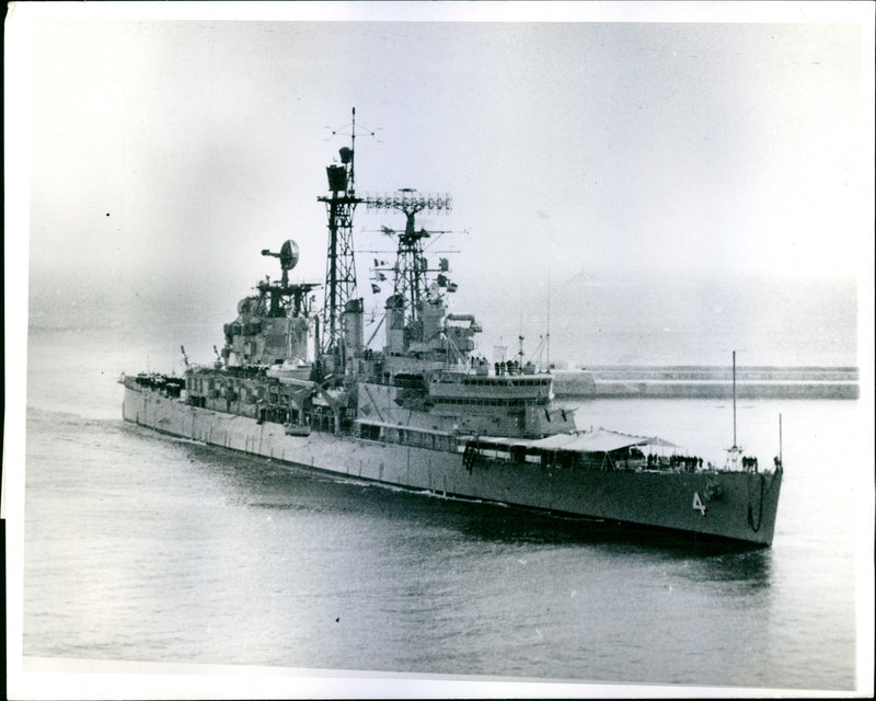 Guided missile cruiser "Little Rock" entering Grand Harbour, Malta - Vintage Photograph