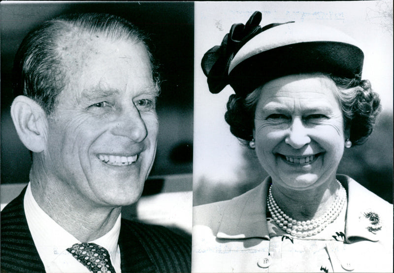 Two portrait photographs of Queen Elizabeth II and the Duke of Edinburgh. Photograph of the Duke of Edinburgh from 17th March 1978 and The Queen from the 14th of July 1987 - Vintage Photograph