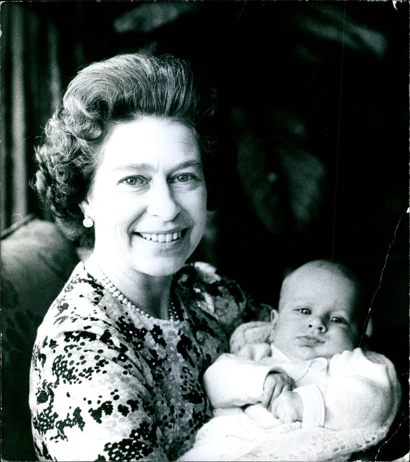 Queen Elizabeth II with her first grandson Master Peter Phillips 1978 - Vintage Photograph