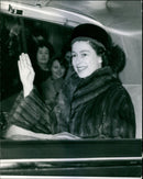 Queen Elizabeth waving to the crowd as she leaves Buckingham Palace - Vintage Photograph