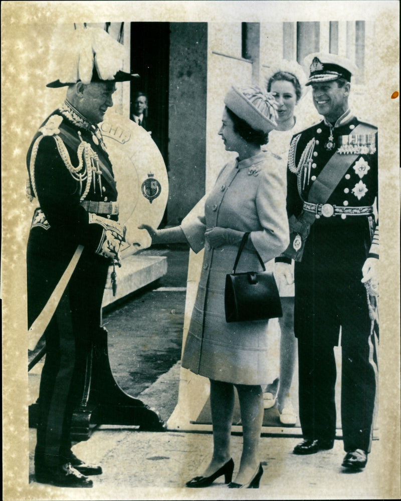 Queen Elizabeth II on New Zealand tour in 1970, the royal family arrives in Wellington - Vintage Photograph