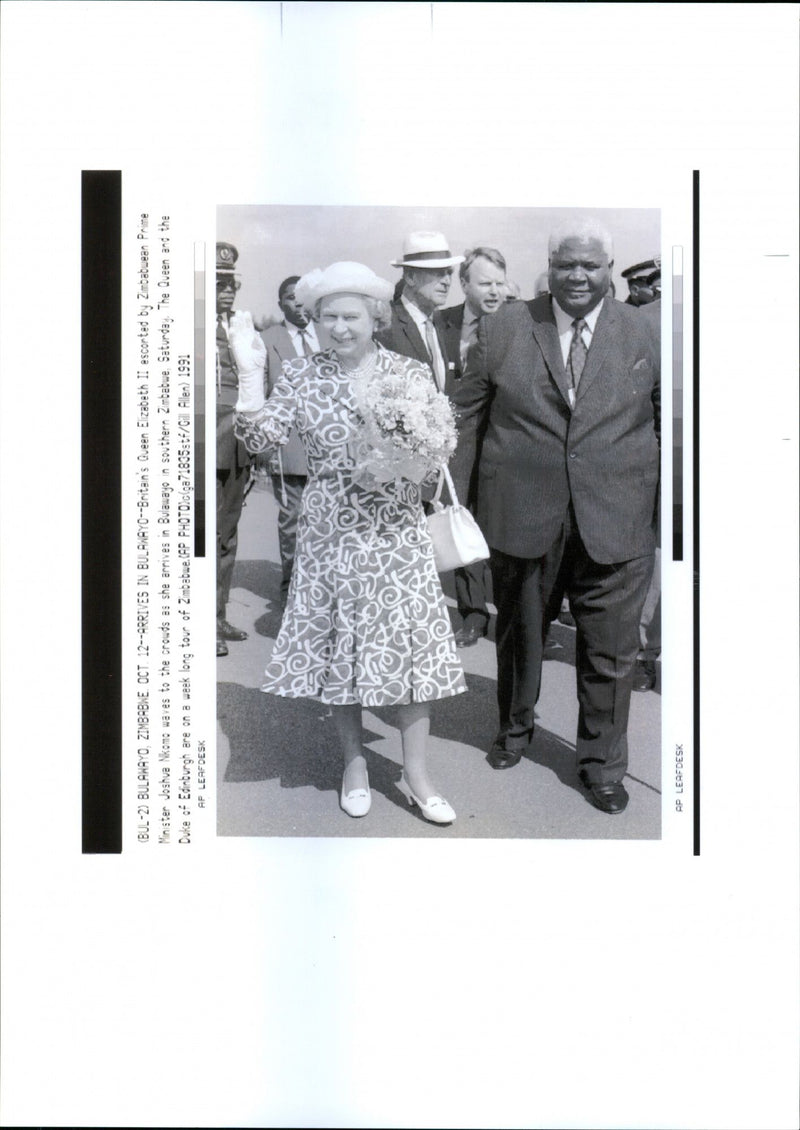 Queen Elizabeth II, Prince Philip and Joshua Nkomo - Vintage Photograph