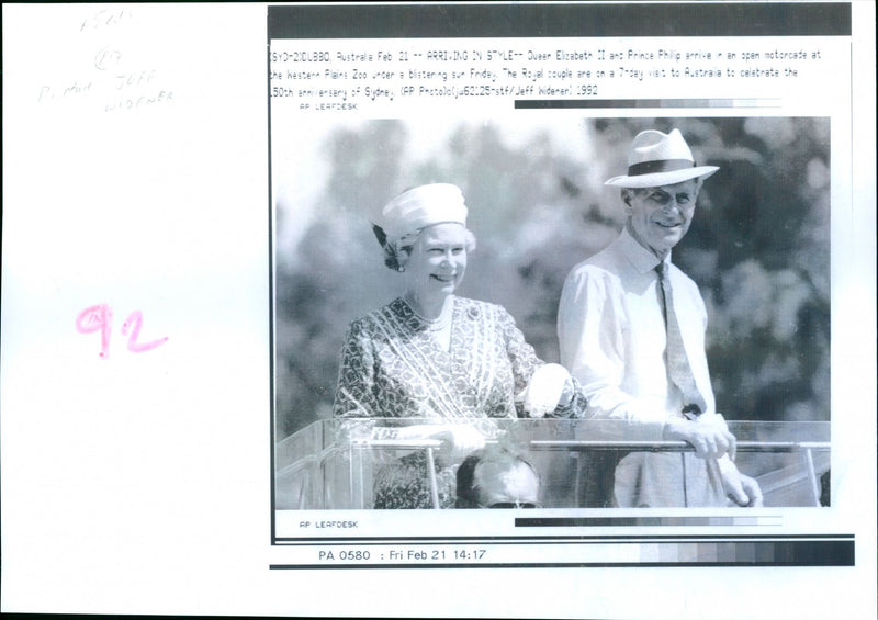 Queen Elizabeth II and Prince Philip at the Western Plains Zoo - Vintage Photograph