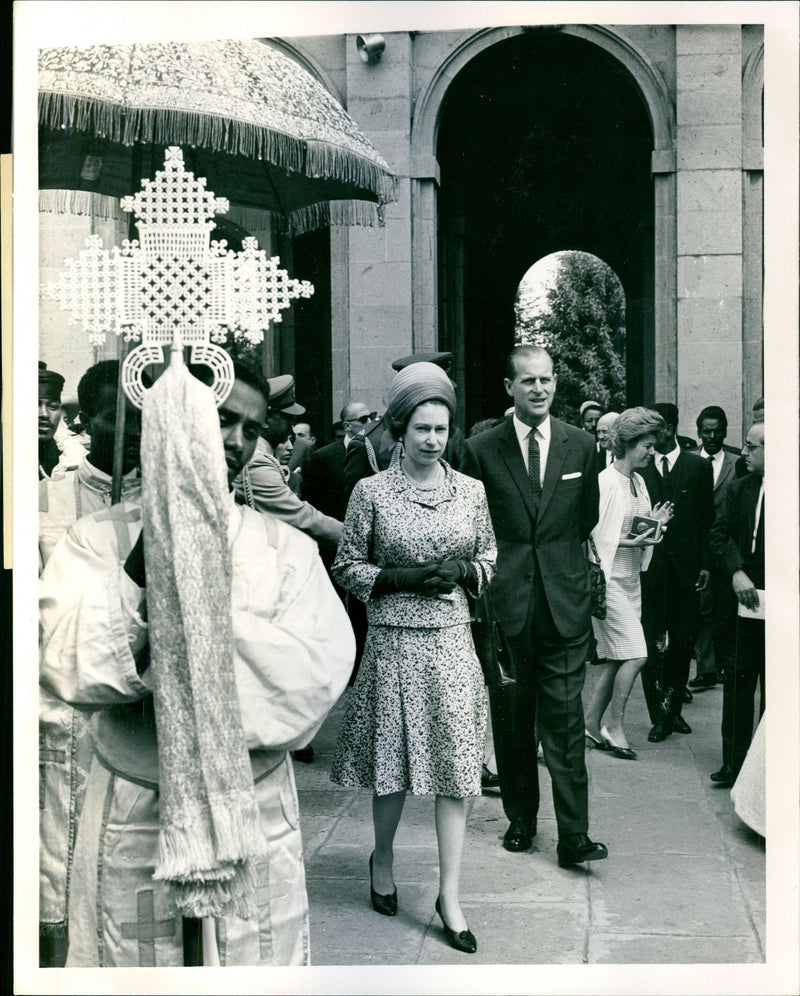 Queen Elizabeth II and Prince Philip visits tomb of Empress Menen - Vintage Photograph