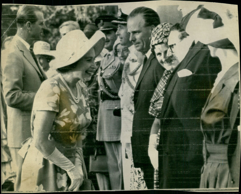 Queen Elizabeth II with Prince Philipp at Khartoum garden party - Vintage Photograph