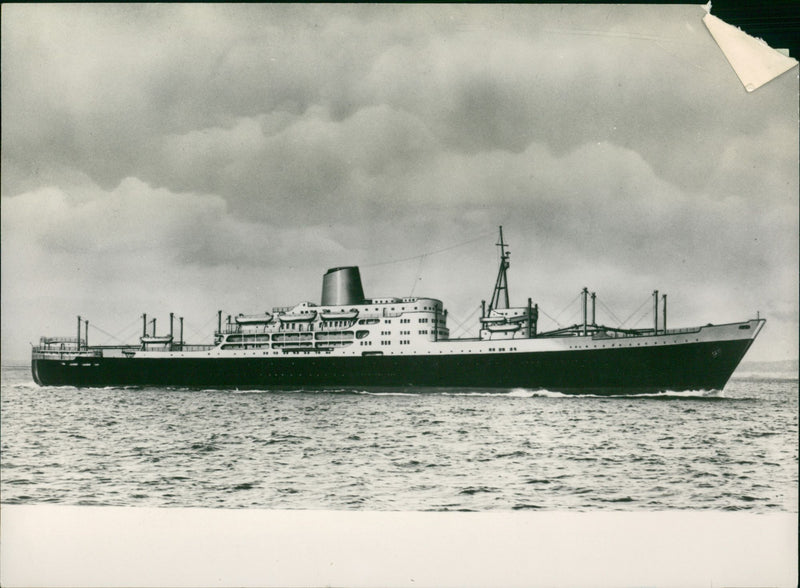 An artist's impression of the planned new  Royal Mail Lines passenger-cargo ships Amazon, Aragon and Arlanza - Vintage Photograph