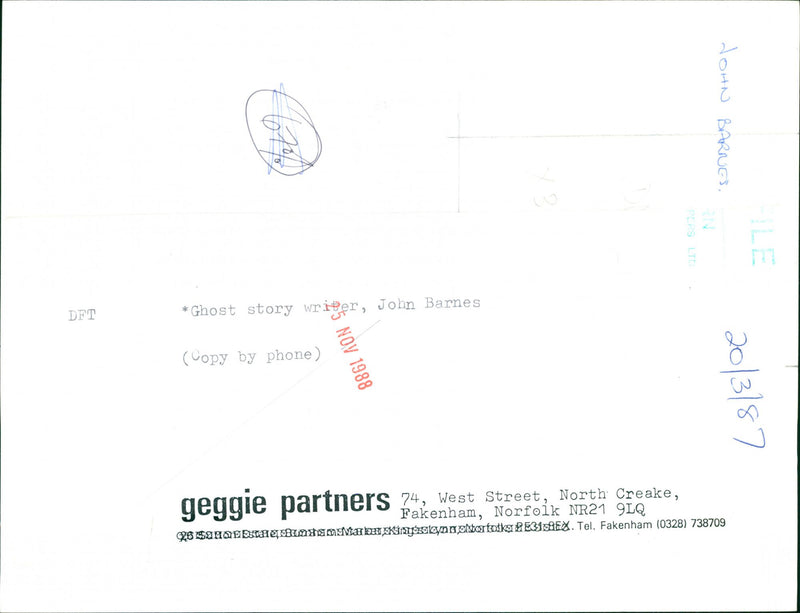 1988 JOHN WRITER - Vintage Photograph