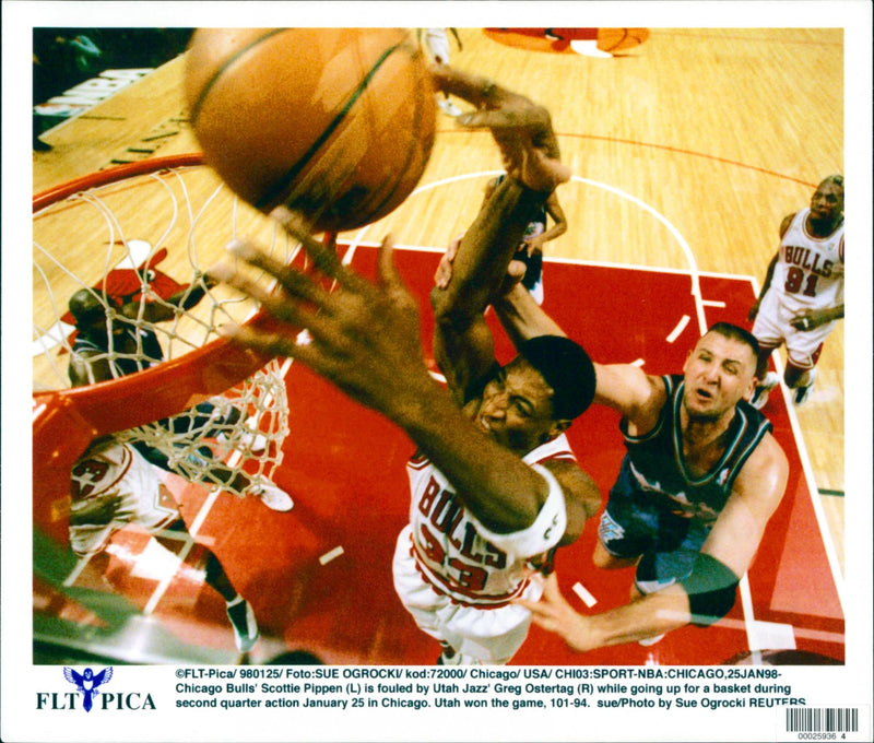 Chicago Bulls vs. Utah (Utah won the game, 101-94) - Vintage Photograph