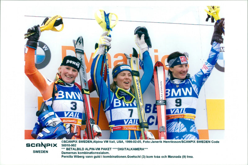 The women's combination slalom Pernilla Wiberg won gold - Vintage Photograph