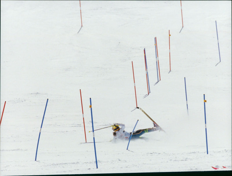 Pernilla Wiberg during the Alpine skiing Winter Olympics in Nagano Japan - Vintage Photograph