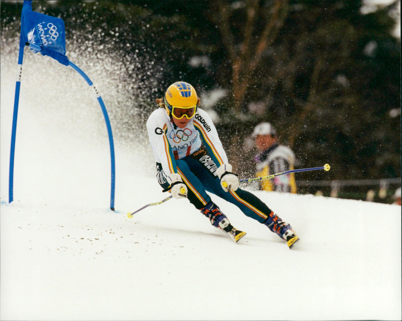 Pernilla Wiberg during the Alpine skiing Winter Olympics in Nagano Japan - Vintage Photograph