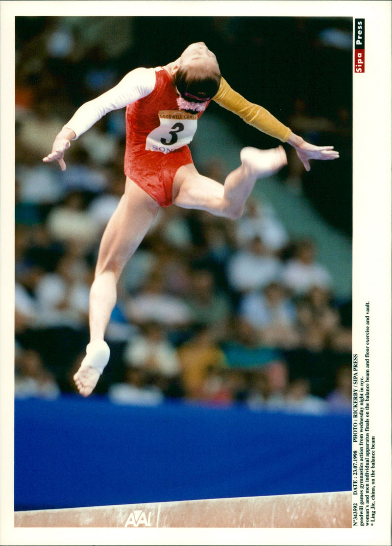 Ling Jie from China on the Balance Beam - Vintage Photograph