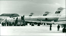 Linjeflyg, 3 pcs FOKKER F 28 on Bromma. - Vintage Photograph