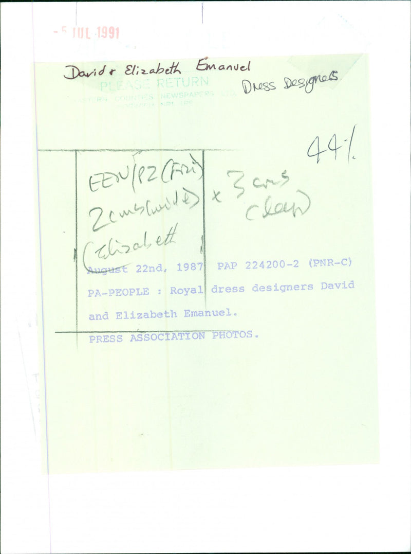 David and Elizabeth Emanuel, Royal Designer. - Vintage Photograph