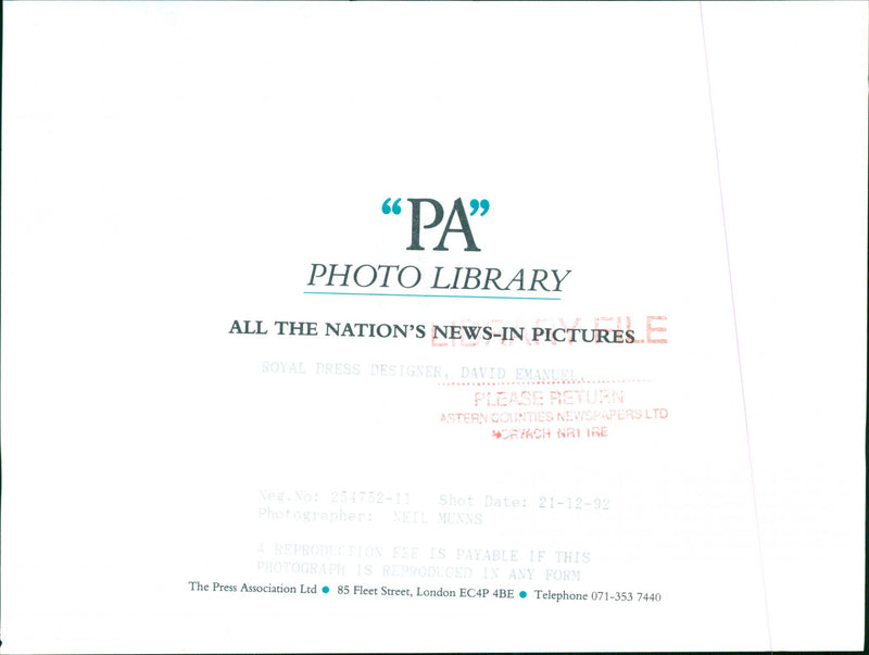 David Emanuel - Vintage Photograph