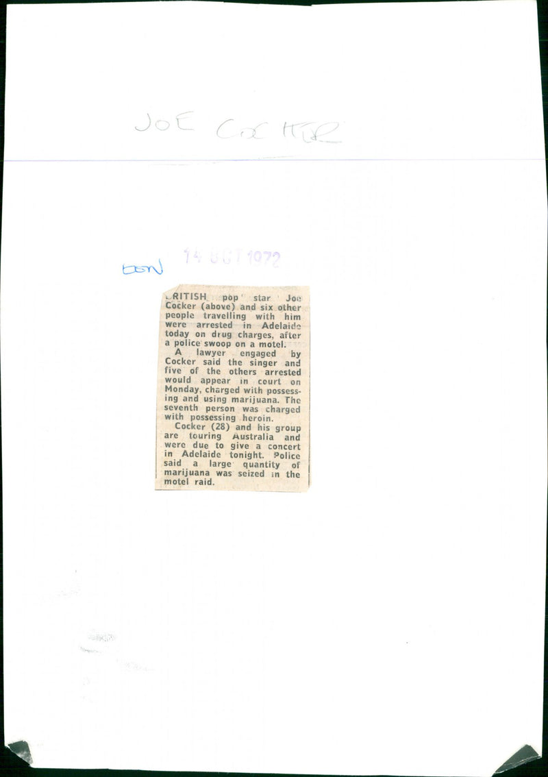 Joe Cocker - Vintage Photograph