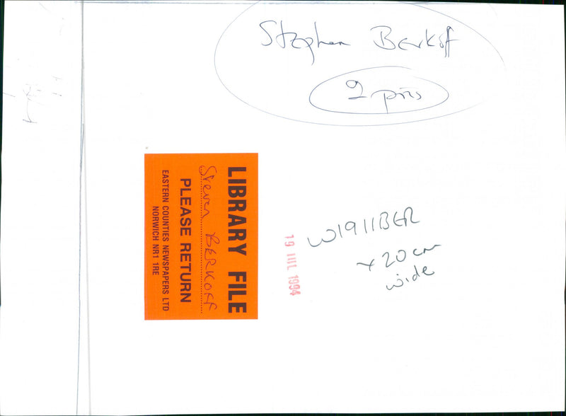 Steven Berkoff - Vintage Photograph
