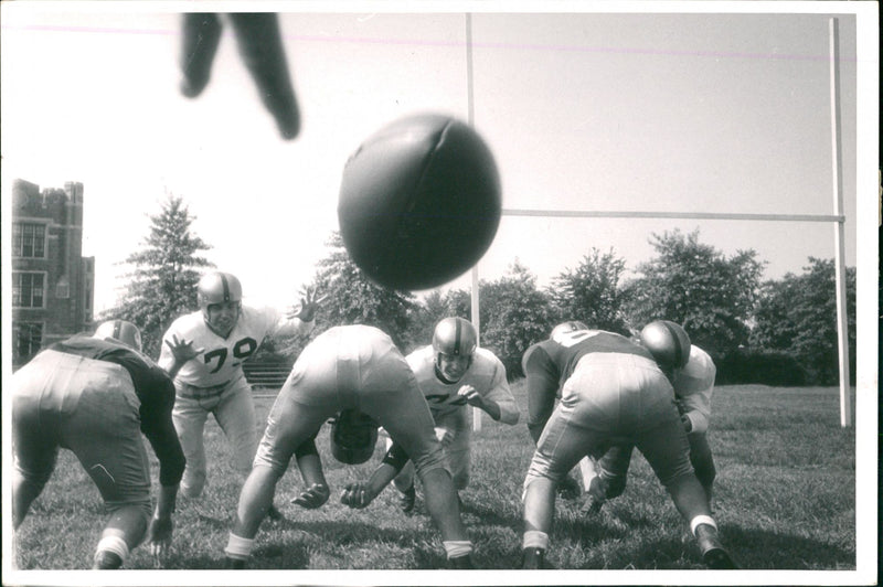 American Football, these dramatic and riveting pictures from a rugby match America. - Vintage Photograph