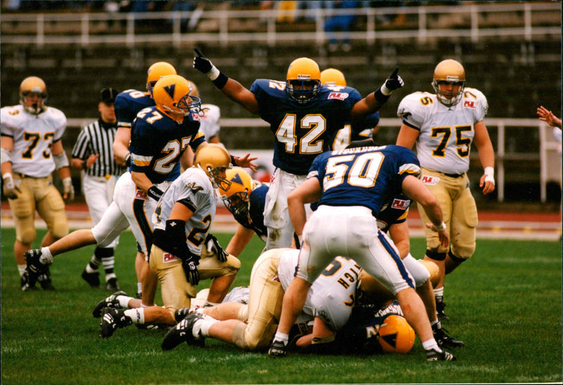 American football, the Stockholm Nordic Vikings against Munich Thunder. - Vintage Photograph