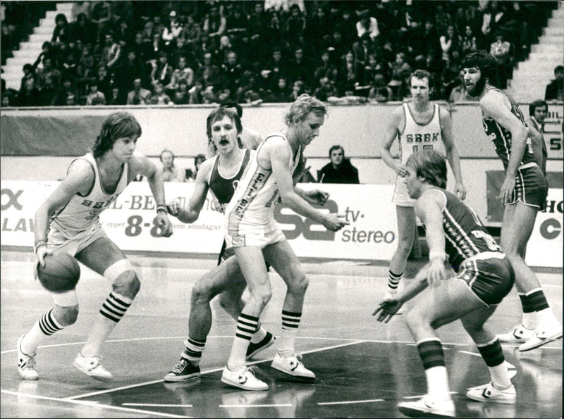 Jonte Karlsson drives up a strike, while national teammate Peter Nyström blocks the way for an opponent. - Vintage Photograph