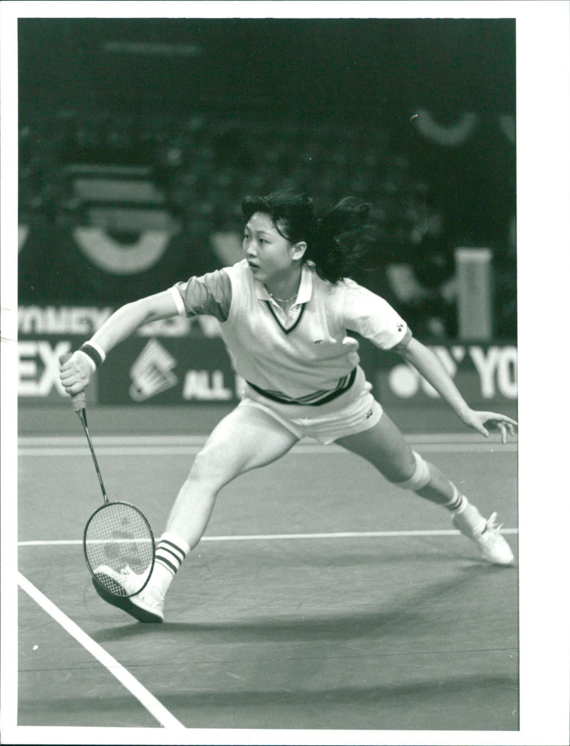 Li Lingwei, badminton player from China in action in All England Badmi