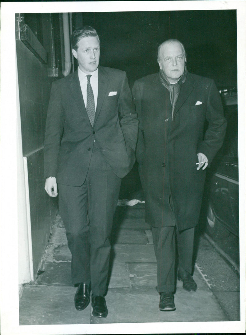Randolph Churchill and his son Winston arrive at Churchill Home at 28 Hyde Park Gate - Vintage Photograph
