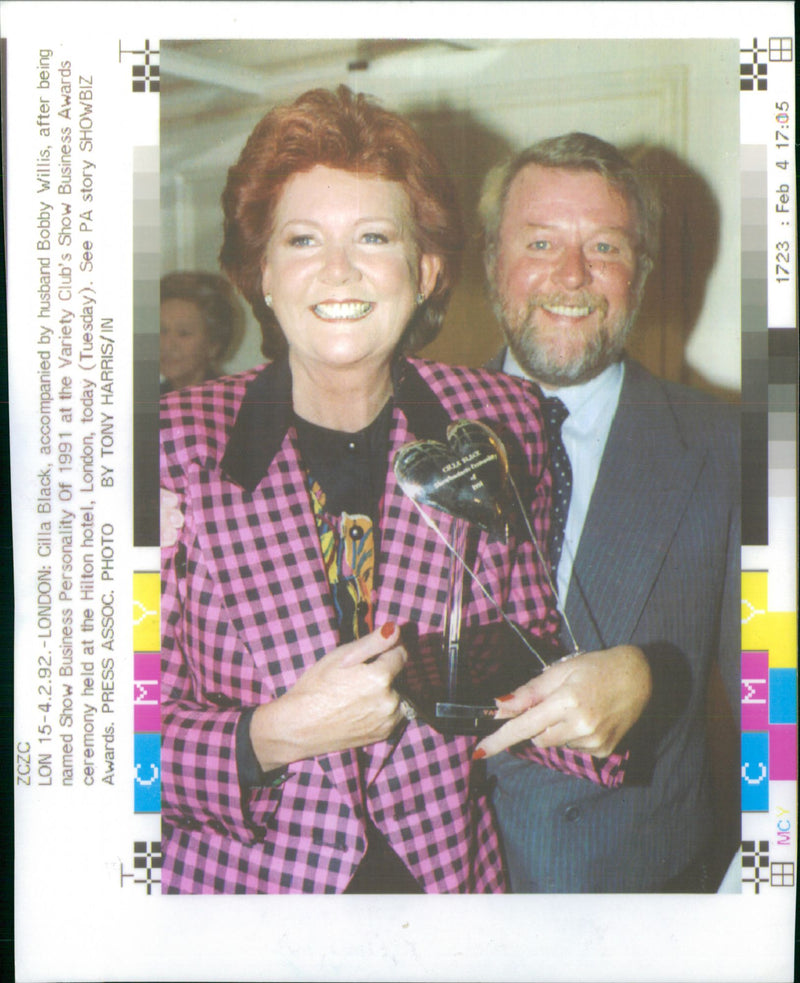 Cilla Black with husband Bobby Willis at the Variety Club's Show Business Awards - Vintage Photograph