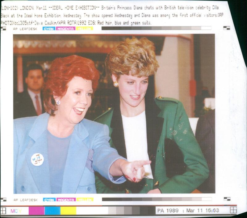 Cilla Black chats with Princess Diana at the Ideal Home Exhibition - Vintage Photograph