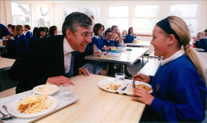 Jack Straw lunching with Jade Owens at Hillside Avenue school - Vintage Photograph