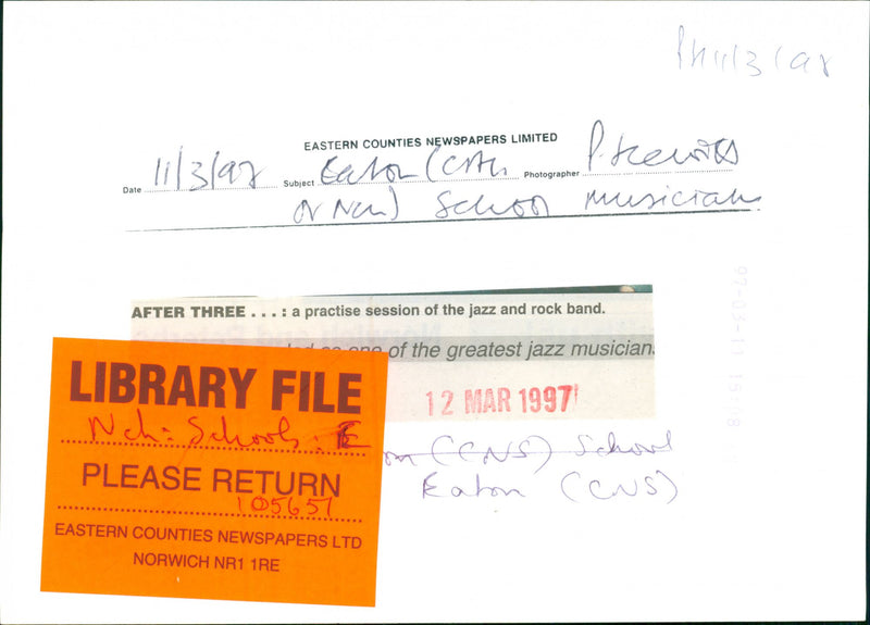 Eaton CNS School's musician. - Vintage Photograph