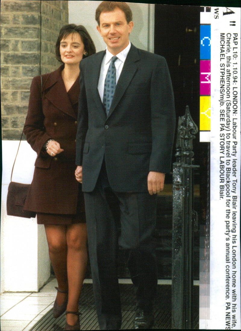 Tony Blair and his wife Cherie. - Vintage Photograph