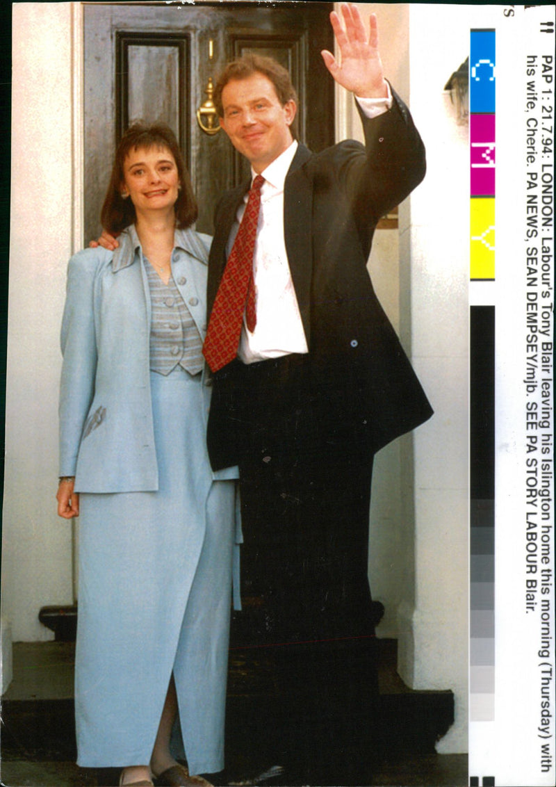 Tony Blair and his wife Cherie. - Vintage Photograph