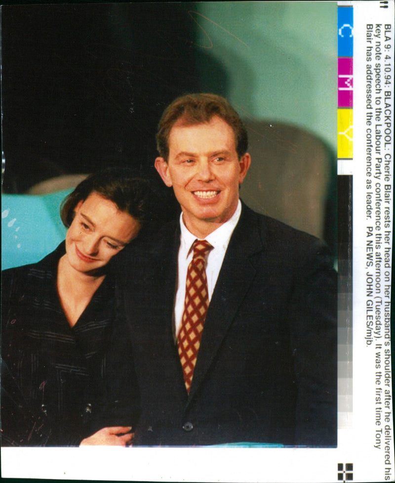 Tony Blair and his wife Cherie. - Vintage Photograph