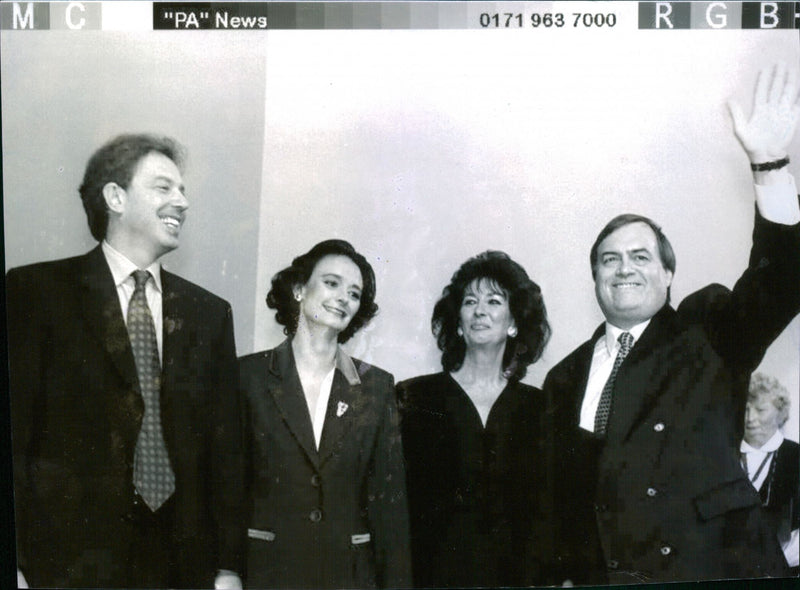 Tony Blair with his Wife, Cherie and John Prescott - Vintage Photograph