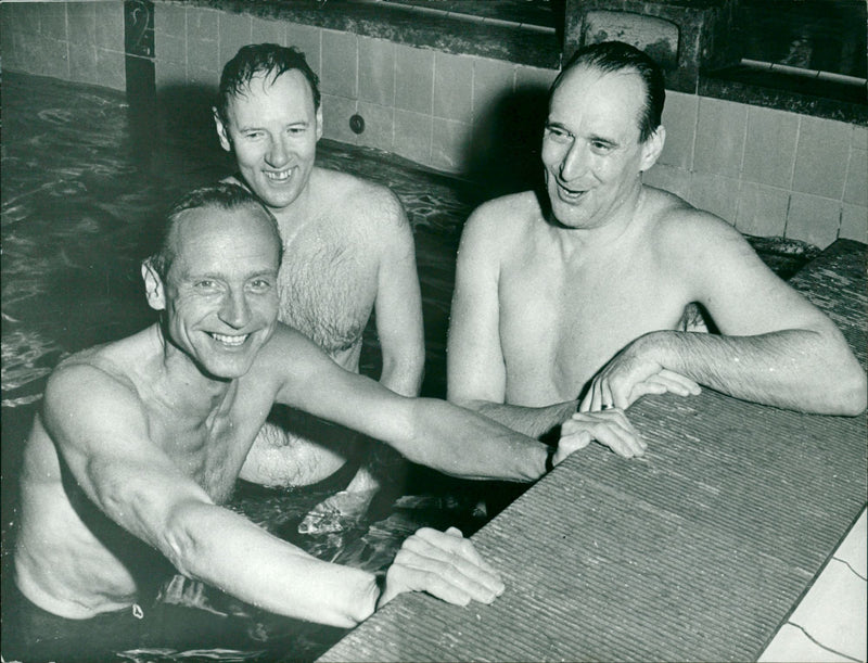 Swimming: BjÃ¶rn Borg, Tore Synnerholm and Per-Olov Olsson - Vintage Photograph
