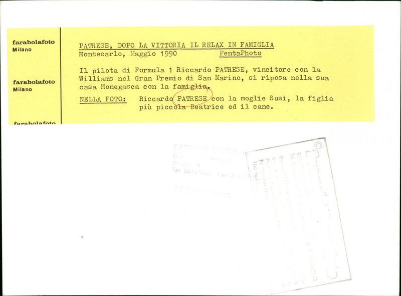 Riccardo Patrese - Vintage Photograph