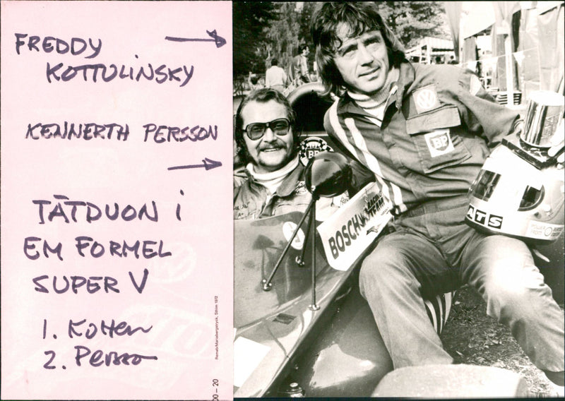 Freddy Kottulinksy "The Count" and Kenneth Persson, the tight duo of the European Formula V - Vintage Photograph