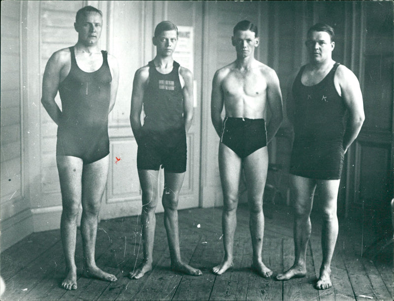 Arne Borg 2nd from left 30 badge. - Vintage Photograph