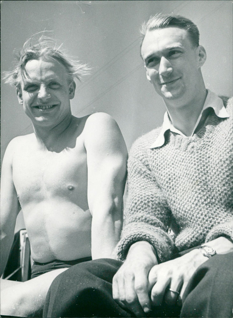 Swimming: BjÃ¶rn Borg and P-O Olsson - Vintage Photograph