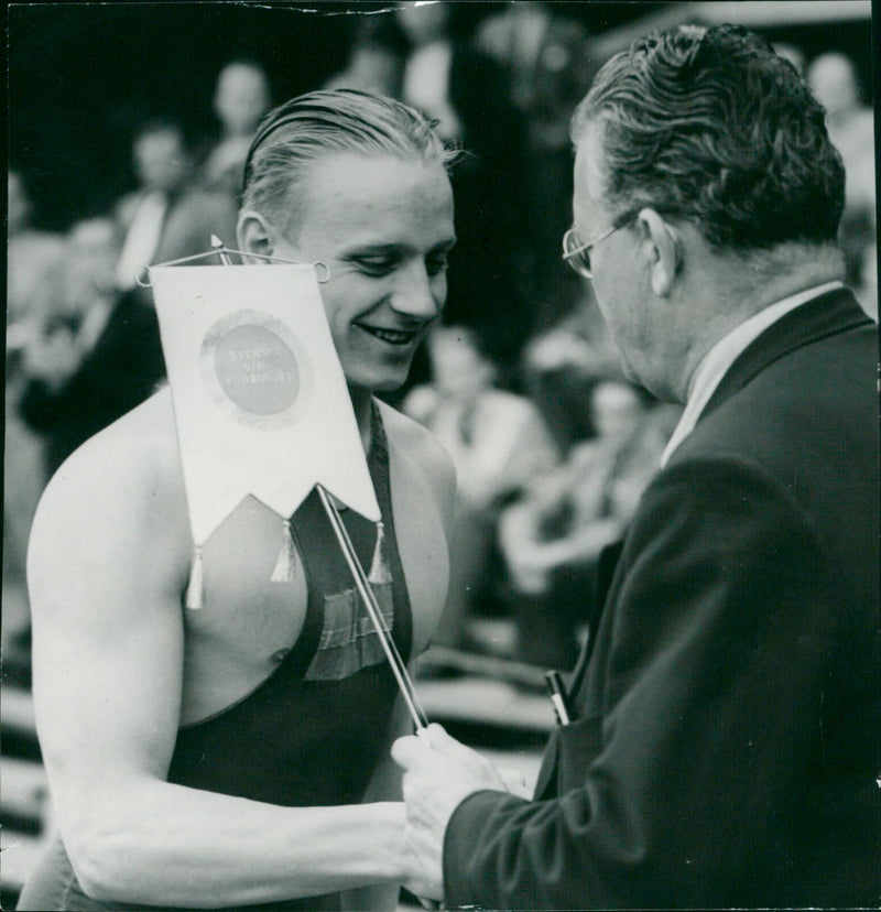 BjÃ¶rn Borg, swimmer awards ceremony - Vintage Photograph
